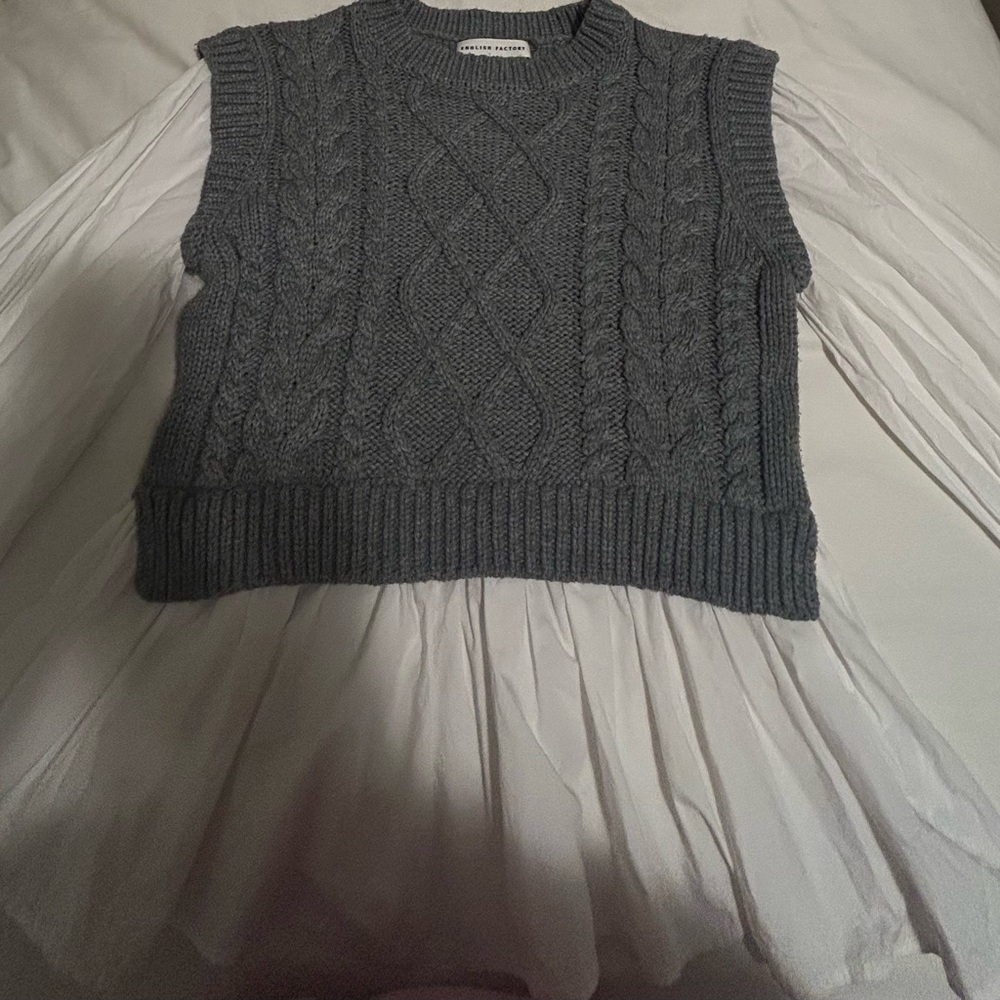English Factory Charcoal Cable Knit Sweater Vest